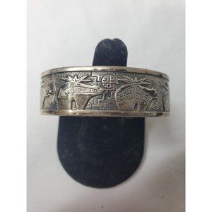 Vintage RMT Sterling Silver Cuff Bracelet 925 Bears 44 grams